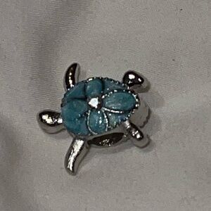 Silver and Blue Turtle Charm